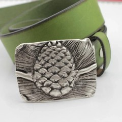 Pine Cone Belt Buckle in Antique Silver – Handmade Forest Motif Buckle