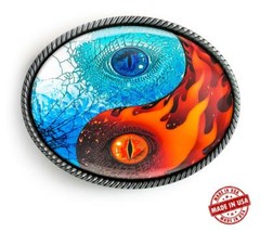Yin Yang Sci-fi Dragon Tattoo Handmade Resin Artisan Belt Buckle