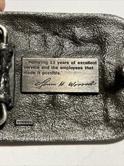 Vintage Lewis H Worrad Co. 33 Years Of Service Belt Buckle Gas Elec Telephone
