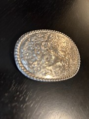 Vintage Collectible Flowers Swirls Metal Belt Buckle
