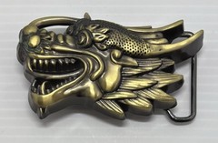 “NEW” Unique Brass Tone Metal 3D Dragon Head Western Belt Buckle