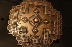 Blazin Roxx Ladies Southwest Sunburst Bronze Cross Belt Buckle 37905