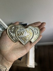 Award Design Medals Silver Gold Heart Floral Monogram Western Belt Buckle 1.5in