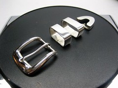 Sterling silver 925 buckle 4 piece set 38 g w/Genuine Lizard-1-1/4 to 1&Prime;belt USA