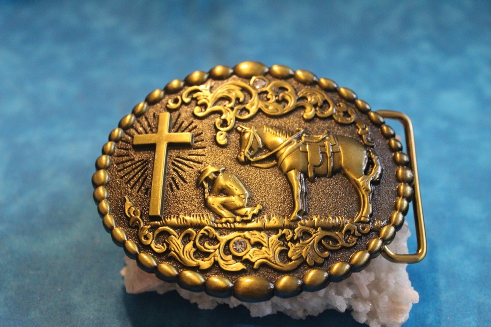 Brass Tone Cross Rider & Horse Belt Buckles – New