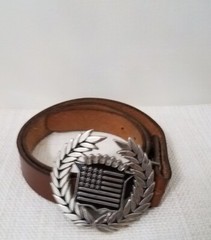 Stars Stripes American Dream Cadillac USA Flag Chrome Leather Belt &Buckle 41&Prime;