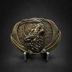 Western Howling Wolf Moon Metal Belt Buckle Bronze finish Cowboy Rodeo Biker