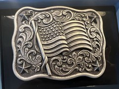 Nocona Mens Belt Buckle 3.5 x 2.75 in Flag Western Belt USA Rectangle