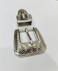Western 3 piece buckle set Silver color 1 in 25mm cowgirl brass buckle