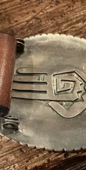R.Sorrell James Reid Dgn Sterling Silver Turq.Belt Buckle Cow Hide 34”-1.5”✅