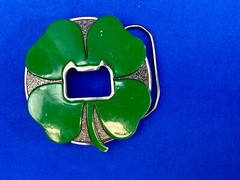 Four Leaf Clover Shamrock Cut Out Lucky Novelty Belt Buckle And Bottle Opener