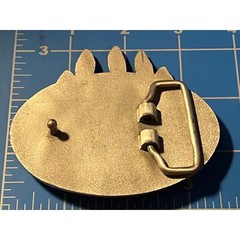 Belt Buckle Silver with inlay and feathers 3-1/2&Prime; Womens Mens Unisex