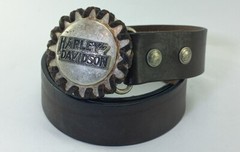 vintage HARLEY DAVIDSON motorcyle BELT BUCKLE metal leather Size 80 /24