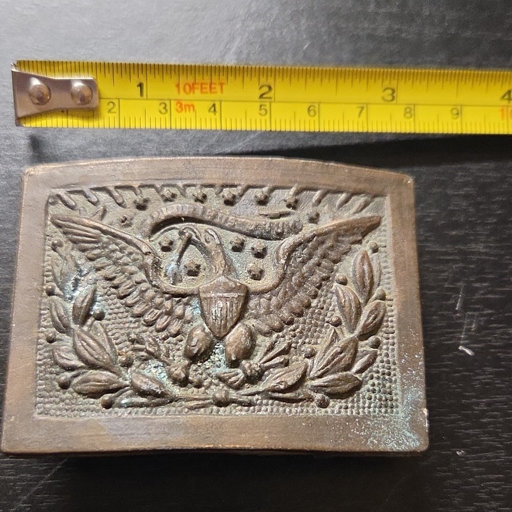 8149 Accurate Civil War Repo Silver Metal Engraved Eagle Frame Belt Buckle