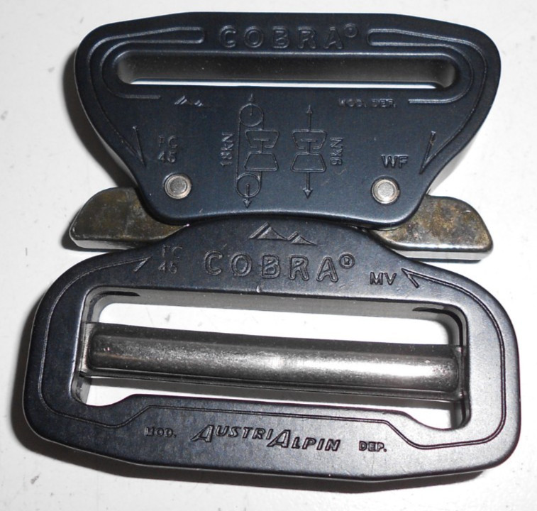 AustriAlpin Cobra Buckle 45mm Black, Male Adj/Female Fixed. Free Shipping.