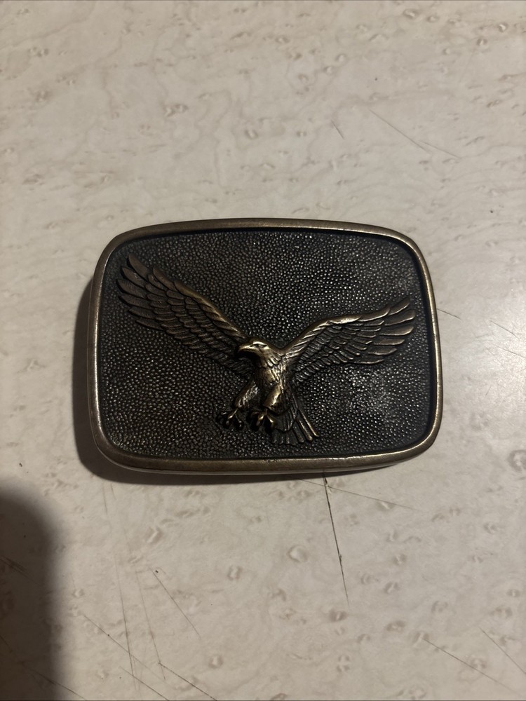 Solid Brass Vintage Eagle Belt Buckle 80’s Made In The USA !