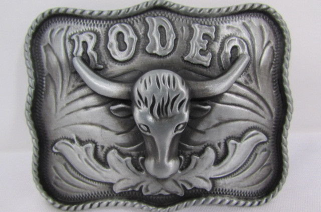 Texas Men Silver Metal Cowboy Western 3d Belt Buckle Rodeo Bull Head Skull TX