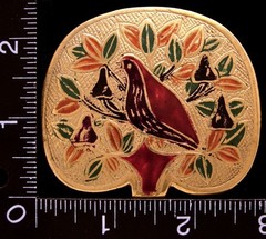 MG26156 VINTAGE ***PARTRIDGE*** CLOISONNE ARTWORK BRASS BELT BUCKLE