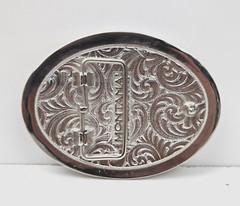 Montana Silversmiths Belt Buckle Car Fox Custom Oval Engraved Filigree Design 4&Prime;