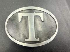 Initial Block Letter T Montana Silversmiths RARE Grey & Black Color Belt Buckle