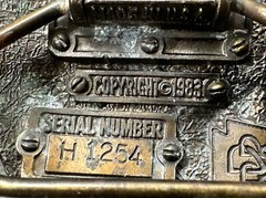 VTG 1983 GREAT AMERICAN BUCKLE ALTOONA WORKS RPR TRAIN BUCKLE W/ LEATHER BELT