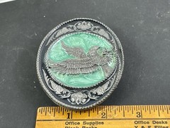 Siskiyou 1991 Metal Belt Buckle Eagle On Turquoise Buckle USA