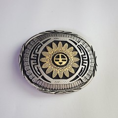 SSI Southwestern Hopi-inspired Sunface Belt Buckle Silver Gold Tone Metal
