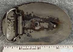 Vtg Bucking Horse Silver Tone 3-1/4 x 2-1/4 Oval Belt Buckle Fits 1.75&Prime; Belt
