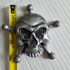 Heavy Metal Mfg. USA Skull 5 Point Star Pirate Belt Buckle 3D Biker Rock Grunge