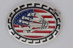 Men Women Silver Metal Belt Buckle Skull Skeleton Fingers Bones Oval USA Flag