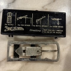 The Sportsman Buckle Multi-Tool Belt Buckle Mens Gold Good Bottle Opener Vintage