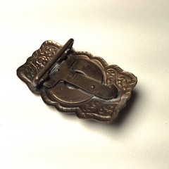 Vintage Belt Buckle Horse Copper Silver Tone Western Horseshoe Ranch Country