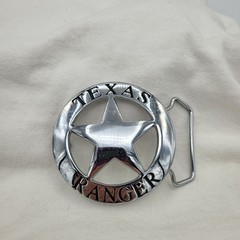 Texas Ranger Badge Belt Buckle (Silver)
