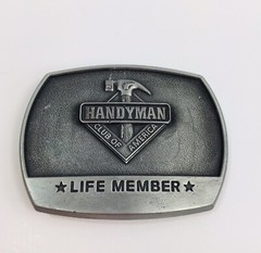 Handyman Club of America Life Member Vintage 1996 Belt Buckle Pewter Silver Tone