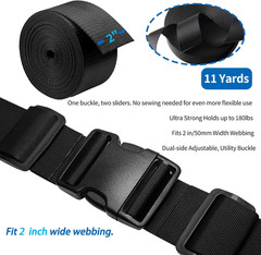2&Prime; Heavy-Duty Buckle & Straps Set: 6-Pack Side Release Plastic Buckles+11 Yards