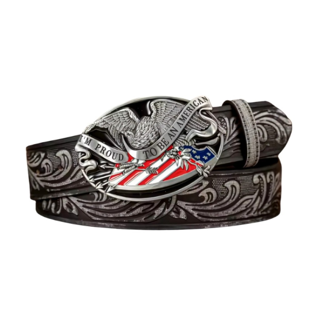 Proud to be American Buckle & Belt, Western Style Patriotic Jeans Accessory