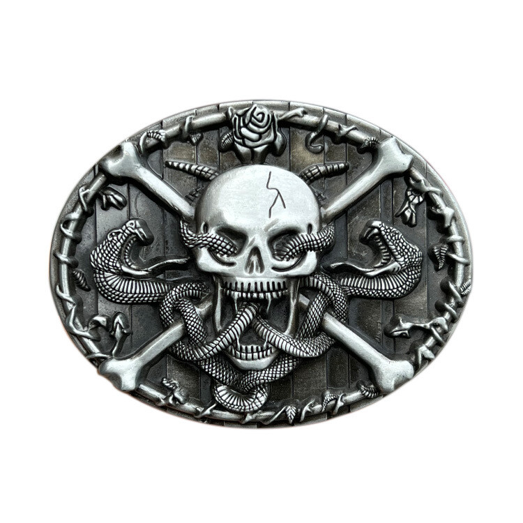 Skull Scalp Buckle Men&rsquo;s Western Cowboy Motorcycle Riding