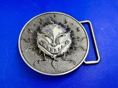 Flaming Sun Solar Flare Grinning Creepy Smile Novelty Belt Buckle by Buckle Rage