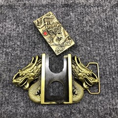 Antique Brushed Dragon Head Belt Buckle with Lighter, Stock in US