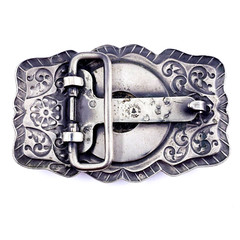 NICKEL SILVER BELL Vintage 1926 Morgan Dollar Coin Ornate Belt Buckle 3.25×1.25&Prime;