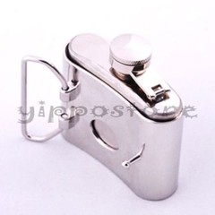 2 oz. Stainless Steel Flask Metal Removable Concealed Belt Buckle Alcohol Drinks