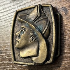 Vintage Firefighter Profile Brass Tone Belt Buckle 3D Relief First Responder B20