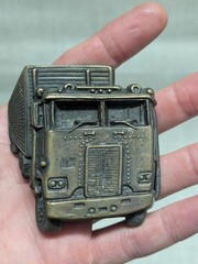 vintage 1970s belt buckle TRUCKER semi-truck SOLID BRASS cowboy western driver