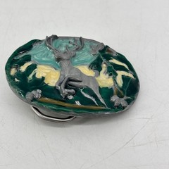 Great American Belt Buckle Jumping Deer Forest Woods Hunting
