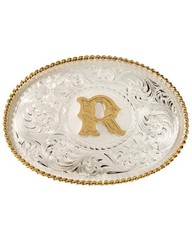 Montana Silversmiths Initial "R" Belt Buckle Silver