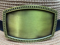 Simple Western Cowboy Antiqued Bronze Rectangle Dotted Belt Buckle