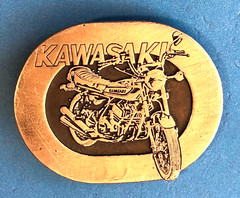 VINTAGE KAWASAKI TRIPLE BELT BUCKLE H1 H2 S1 S2 – ALSO HAVE OWNERS MANUAL LISTED