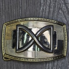 Belt Buckle Gold tone With Eternal Loop 3.5 X 2.25in Fits 1.5in Belt
