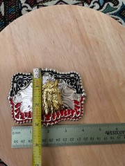 Western Buckle Gold Silver Red Black Red Horse Cowboy Buckle 2 » Hebilla Vaquero