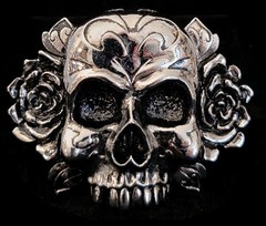 AB STEEL by AL BERES BUCKLES ONLY! #ST120 1 PIECE LARGE 1.5&Prime; TRIBAL SKULL BUCKLE